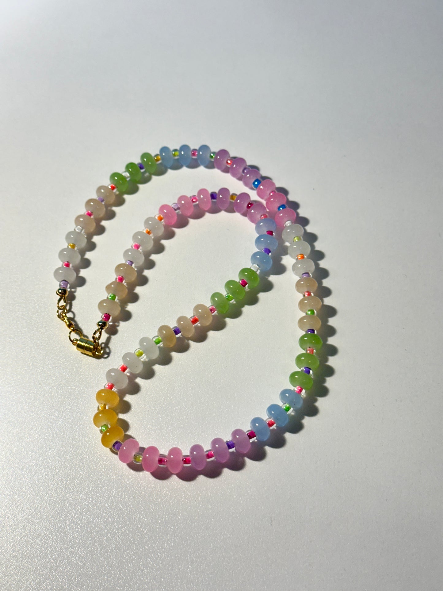 Pastel Rainbow Glass Rondelle Necklace