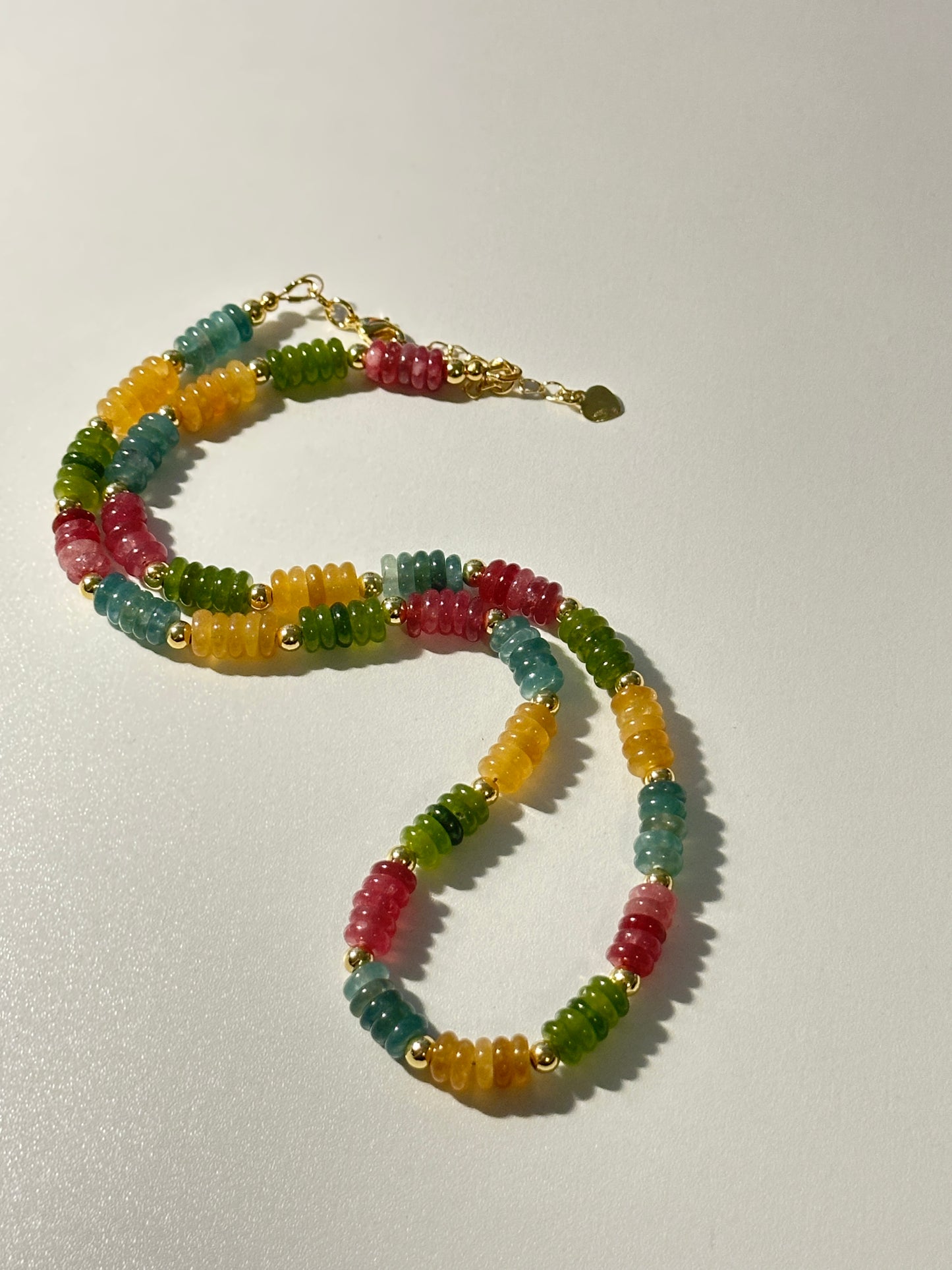 2x6mm Tourmaline Rondelle Beaded Necklace