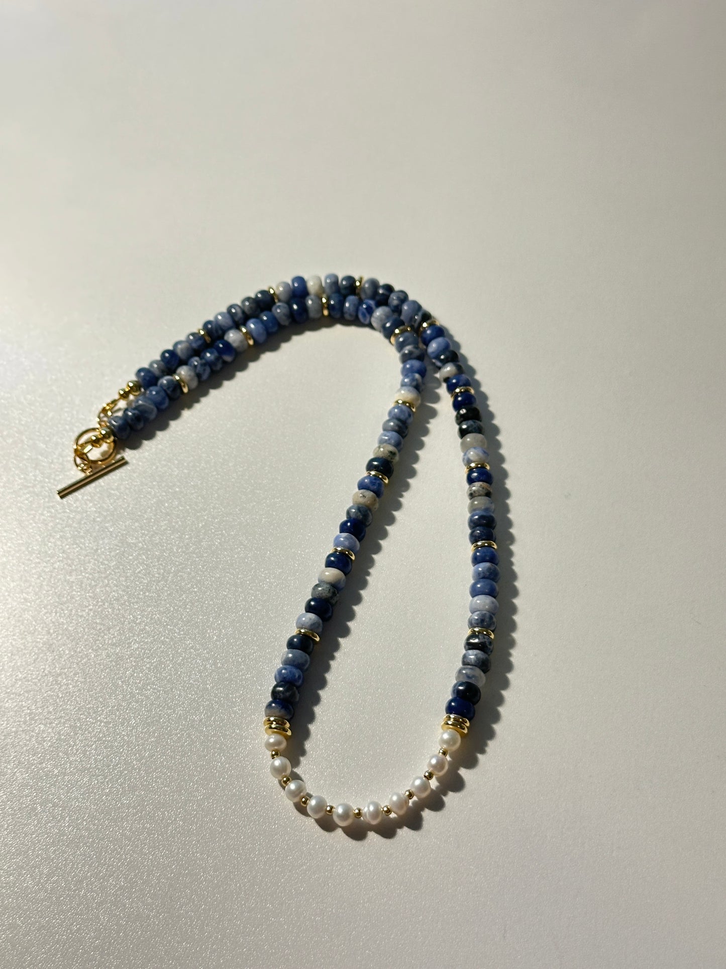 6mm Sodalite & 4.5mm Freshwater Pearl Necklace