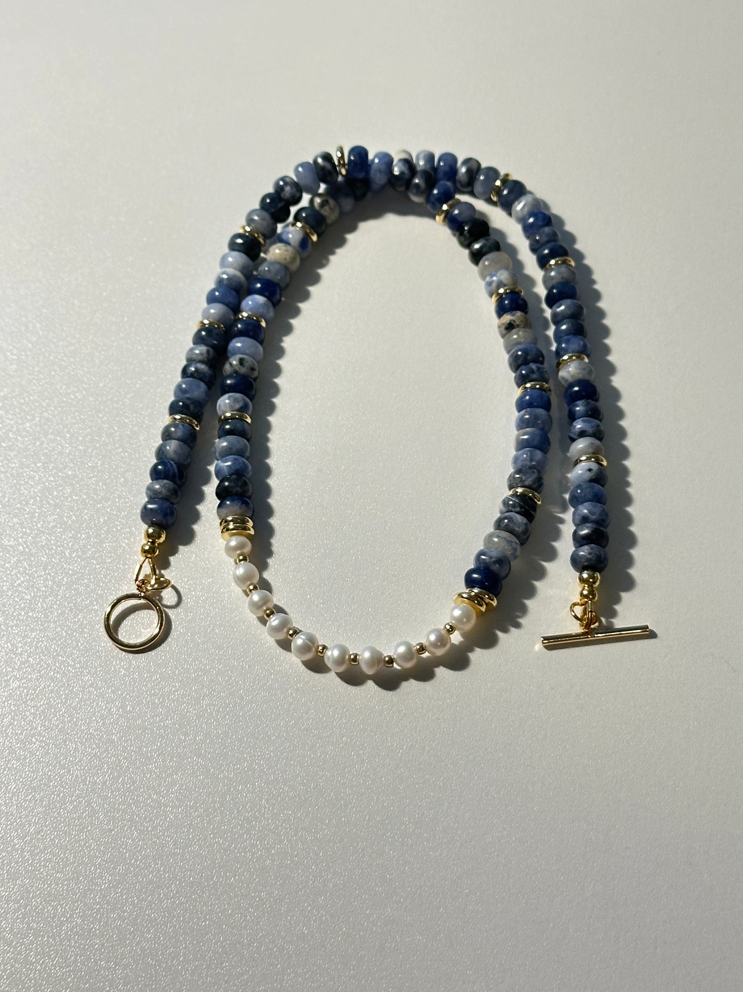 6mm Sodalite & 4.5mm Freshwater Pearl Necklace