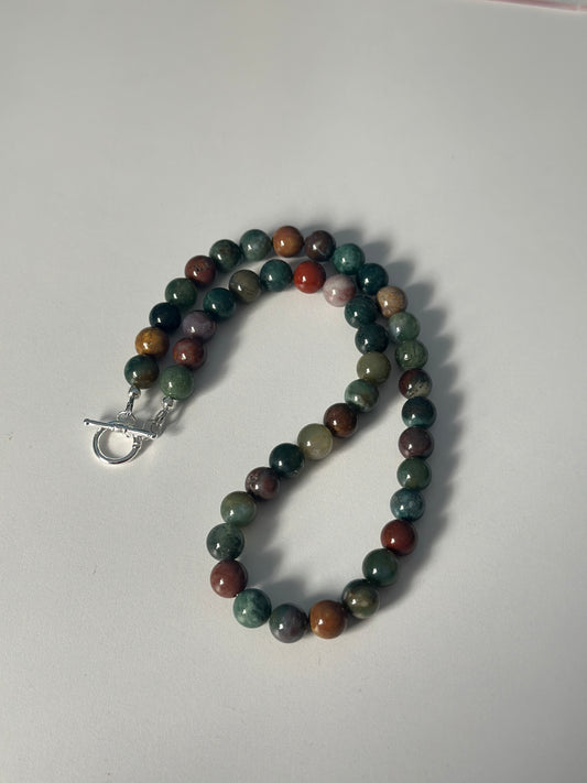 10mm Multicolor Round Jasper Beaded Necklace