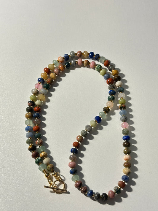 6mm Mixed Gemstone Beaded Necklace