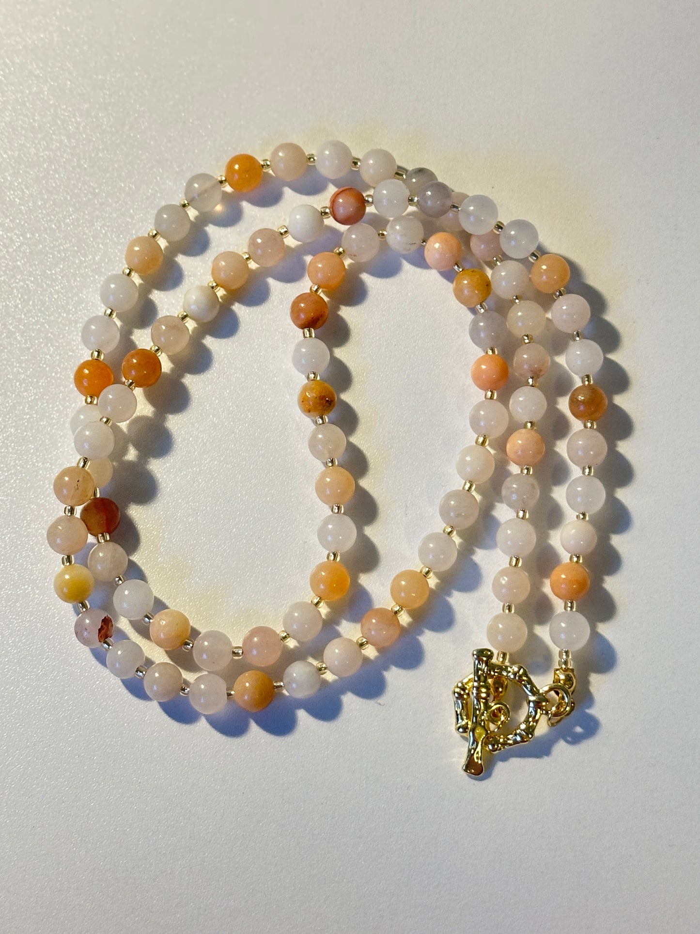 6mm Light Pink Opal Round Beaded Necklace