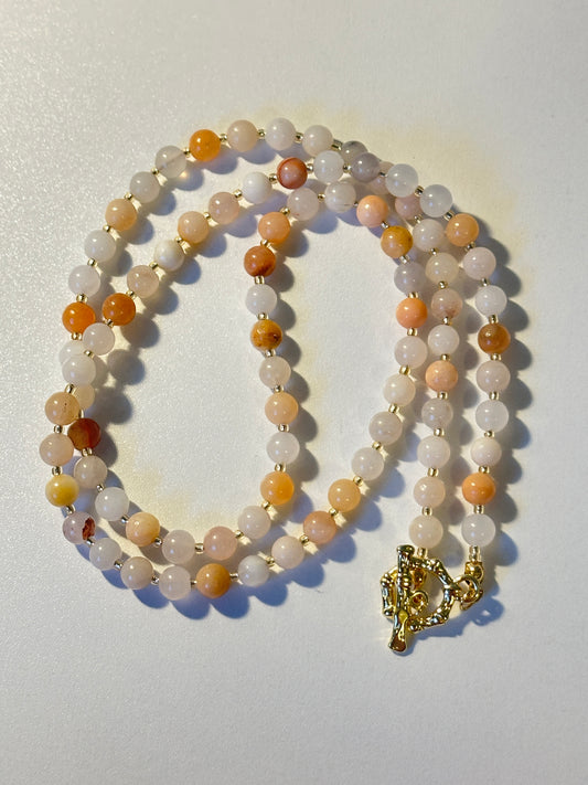 6mm Light Pink Opal Round Beaded Necklace