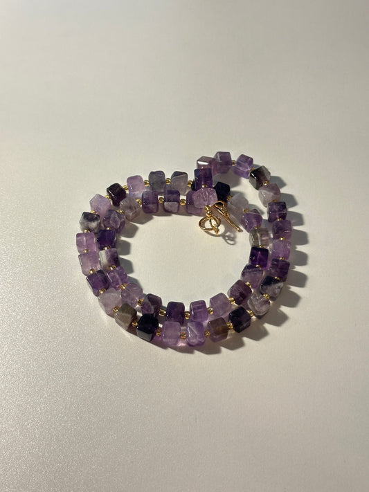 8mm Amethyst Cube Necklace