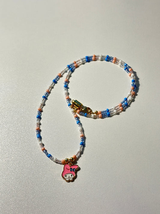 Blue, Pink, & White Sanrio Charm Necklace