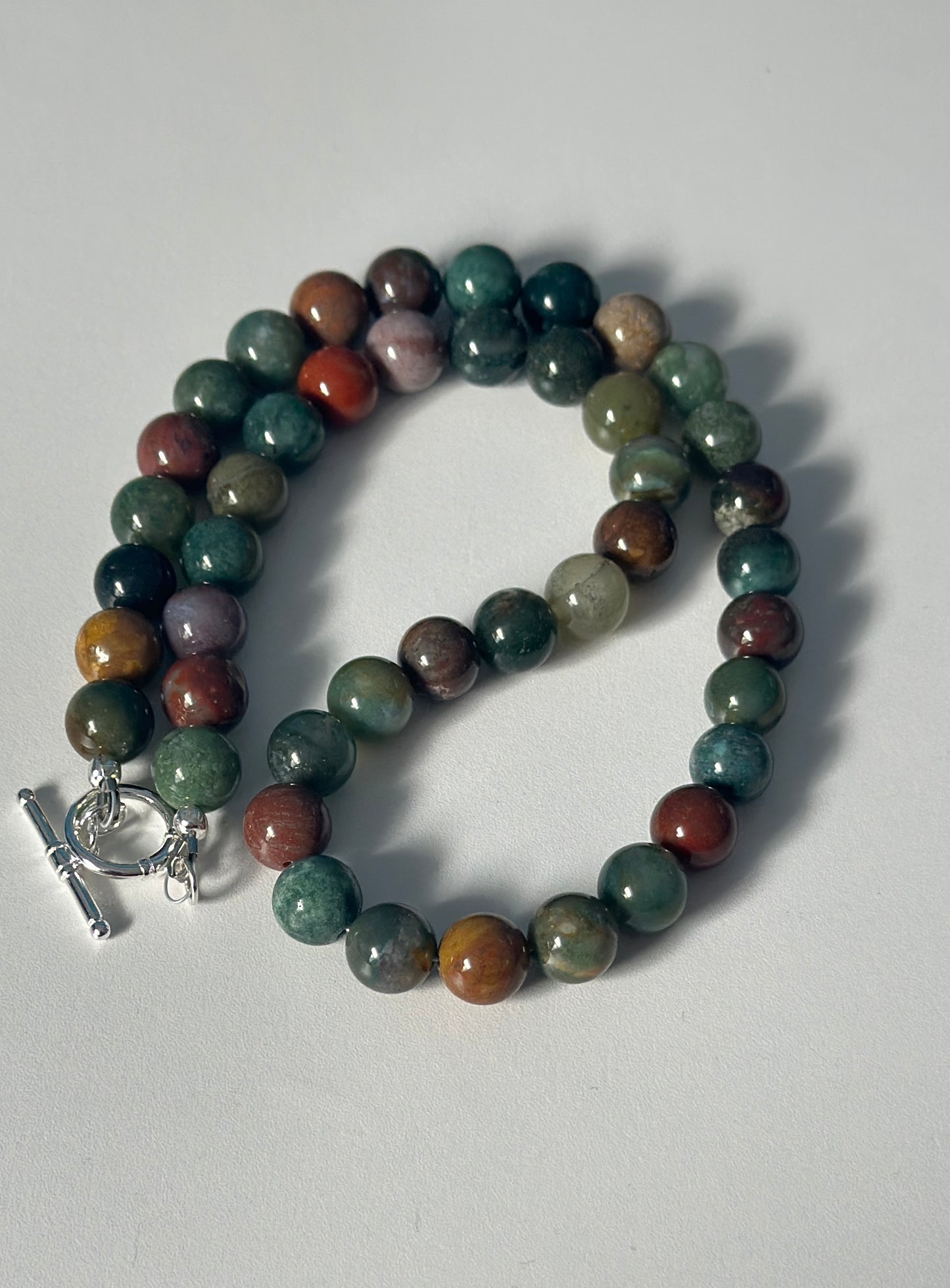10mm Multicolor Round Jasper Beaded Necklace