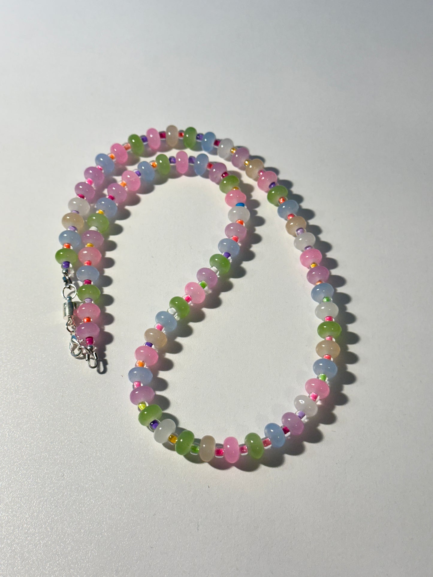 Pastel Rainbow Glass Rondelle Necklace