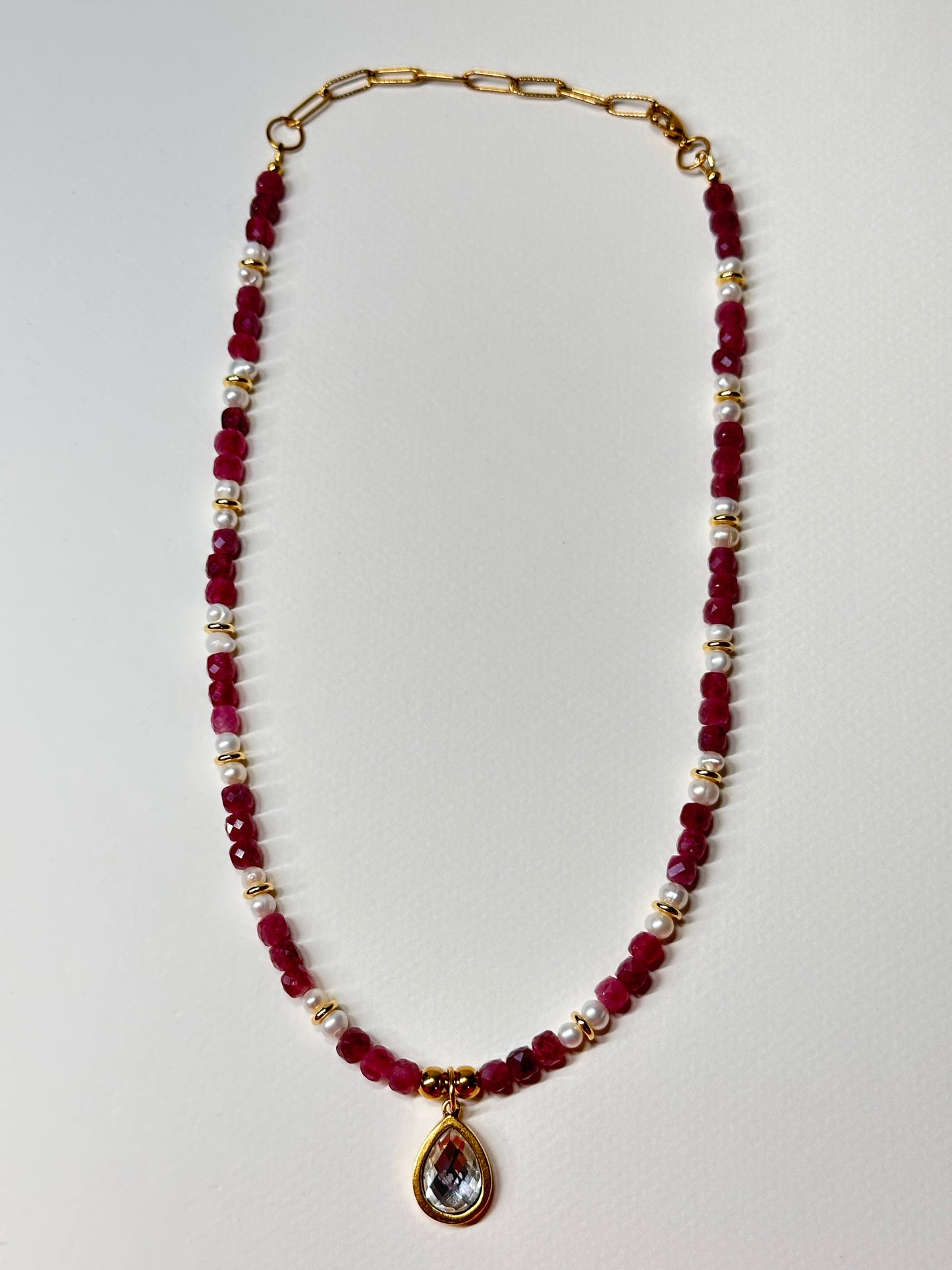 Ruby Kiss Pearl Necklace