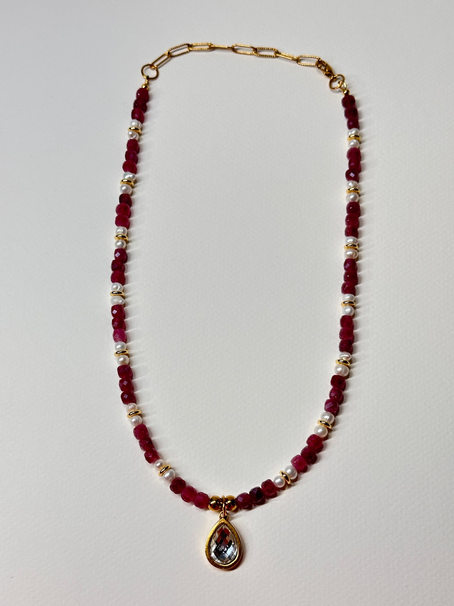 Ruby Kiss Pearl Necklace