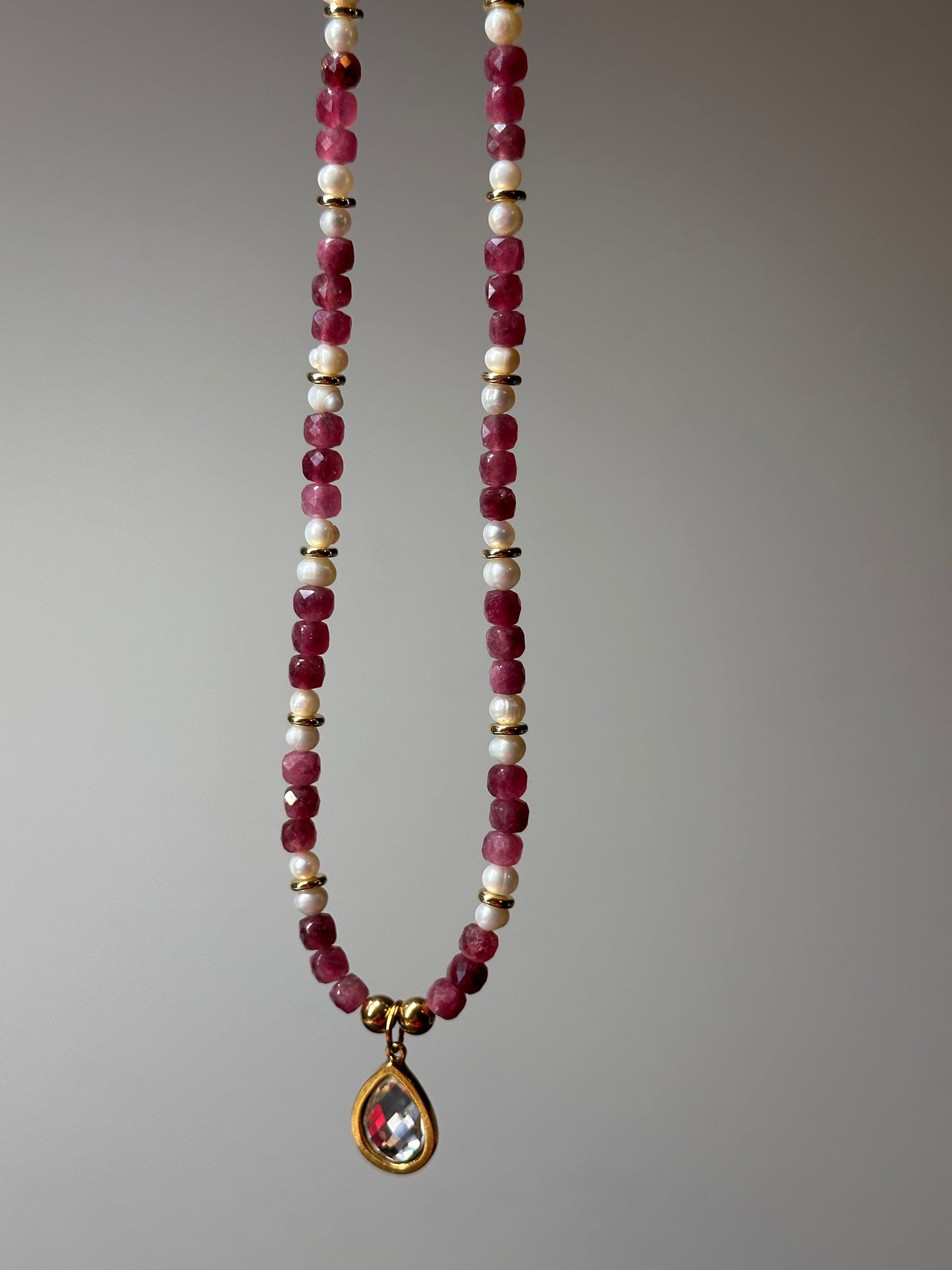 Ruby Kiss Pearl Necklace