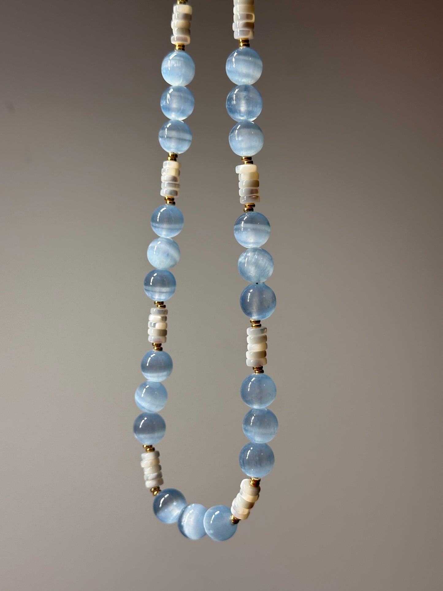 Blue Tide Selenite Necklace