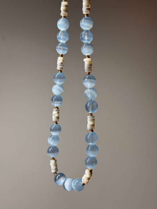 Blue Tide Selenite Necklace