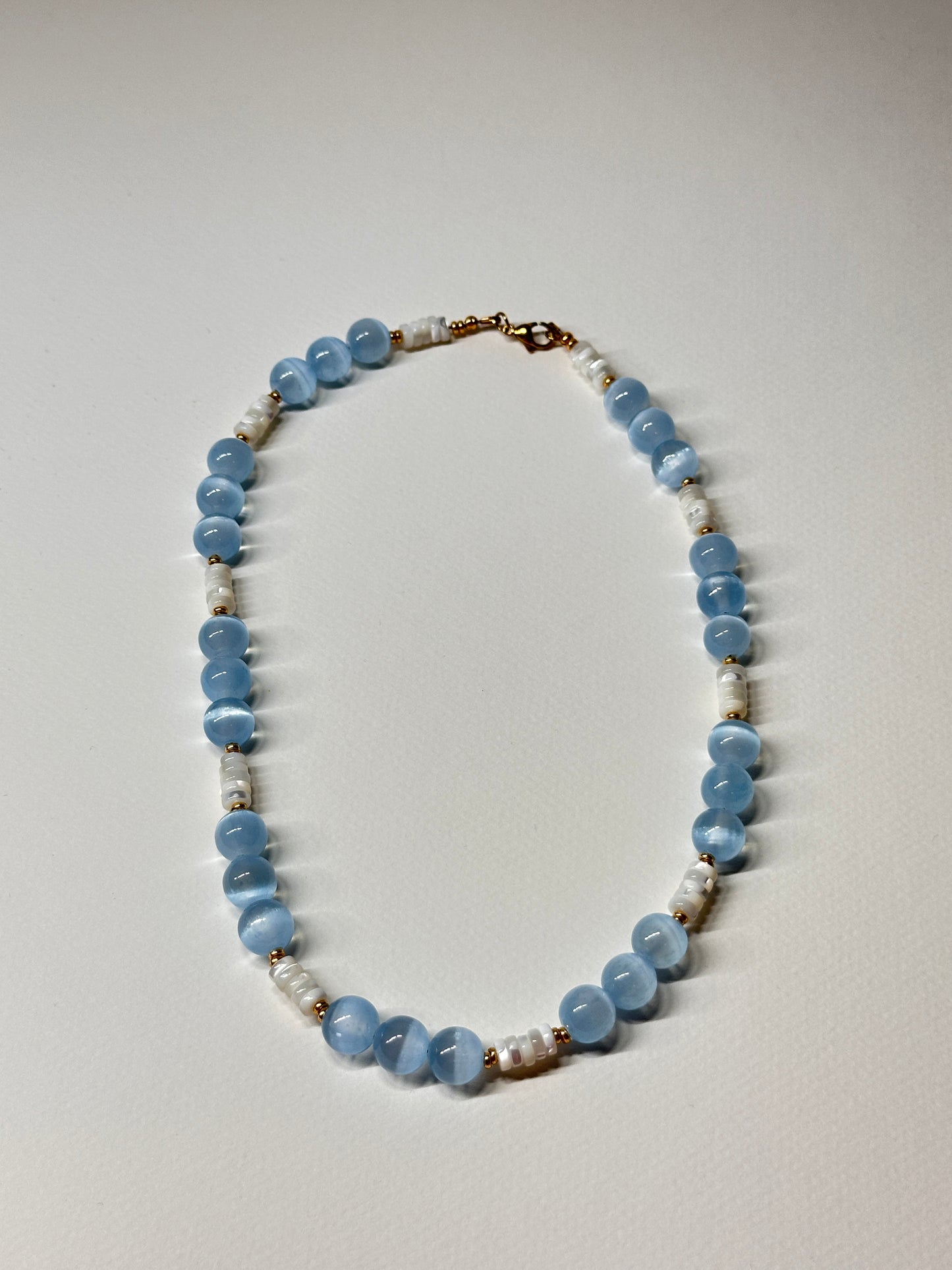 Blue Tide Selenite Necklace