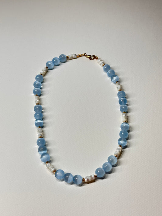 Blue Tide Selenite Necklace