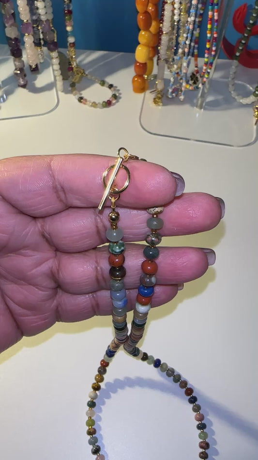 6mm Mixed Gemstone Beaded Necklace