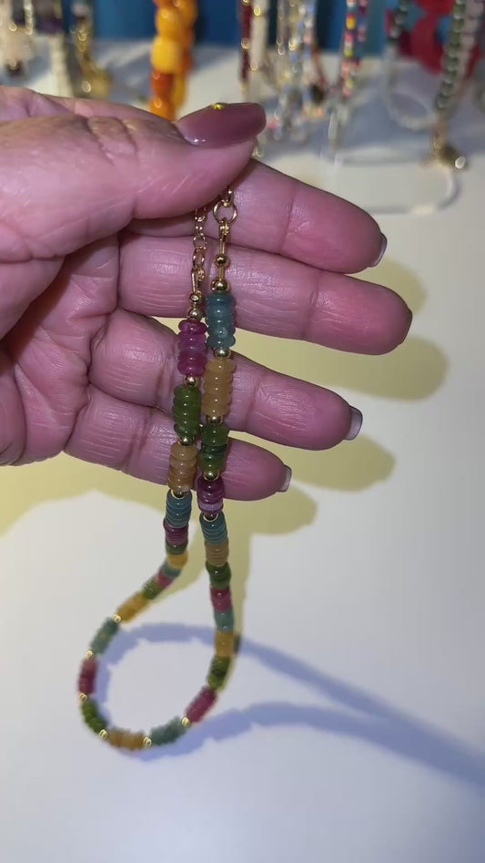 2x6mm Tourmaline Rondelle Beaded Necklace