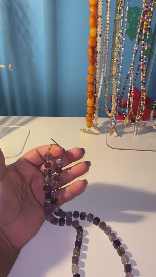 8mm Amethyst Cube Necklace